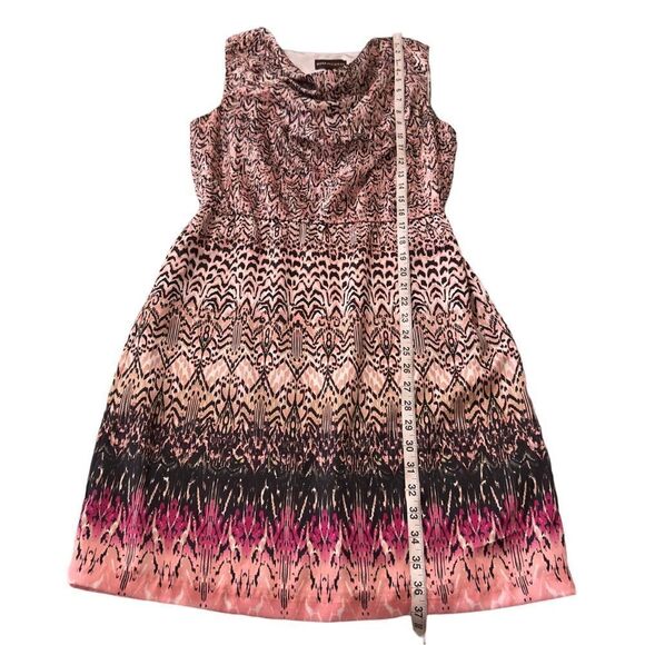 Dana Buchman Abstract Print Draped Sleeveless Dress Medium - Picture 16 of 16